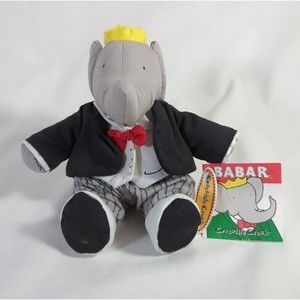 Crocodile Creek Babar Elephant Plush 4.5" Suite Tuxedo King Stuffed Animal Rare